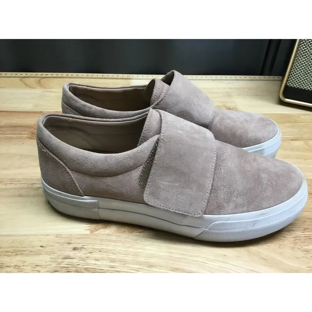 Vince Cage Platform Sneaker Women's 8 Gray Suede Hook & Loop Low Top Round Toe